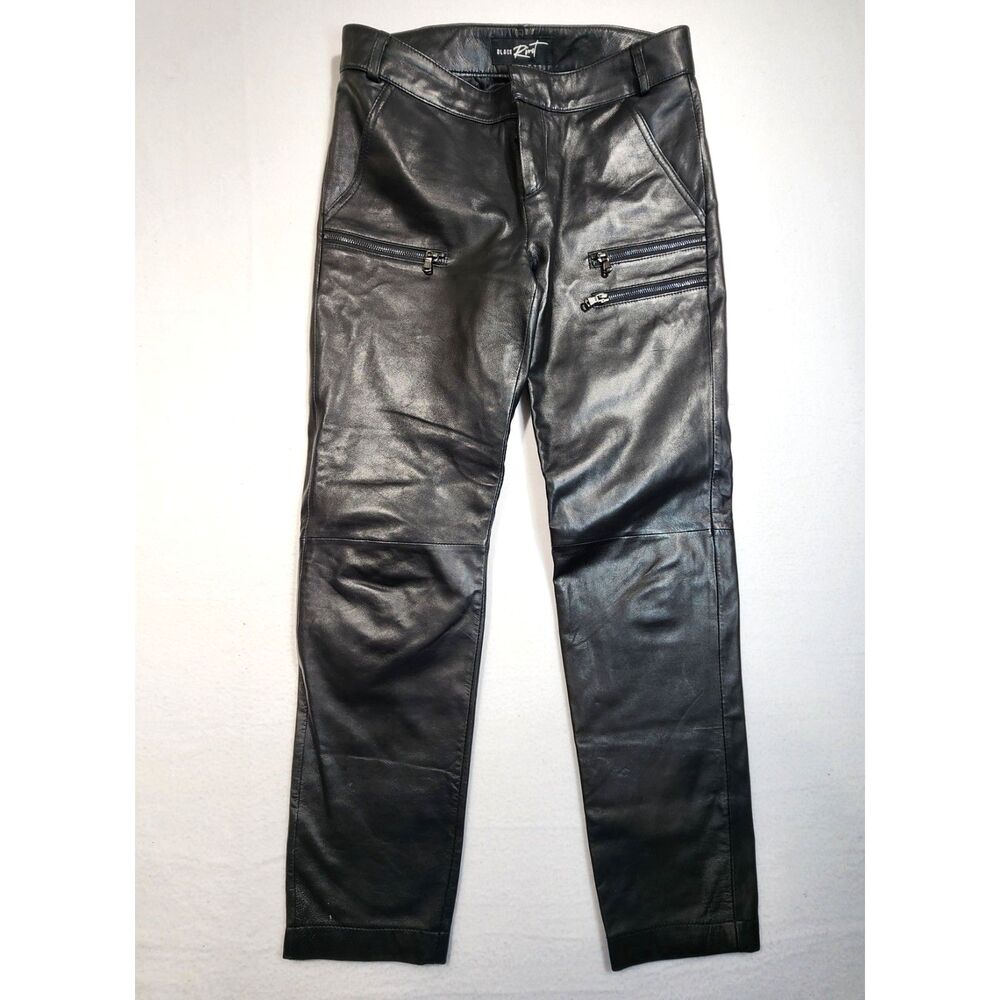 Black Rivet Womens Leather Pants Size 6 Black Cropped Ankle Moto Zipper